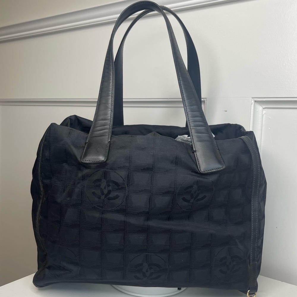 Authentic CHANEL Black Travel Line Tote Bag - Picture 1 of 8